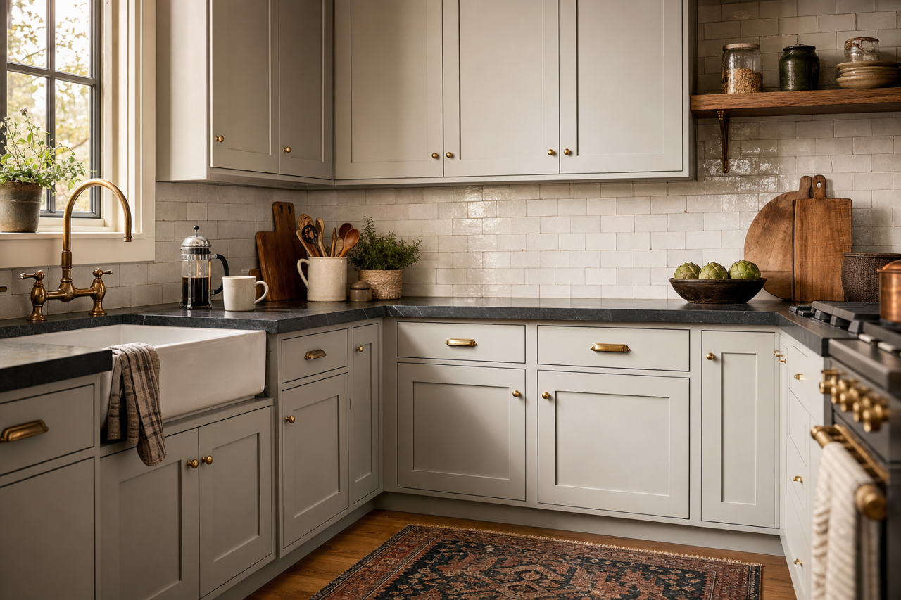 Smoke by Benjamin Moore on cabinets