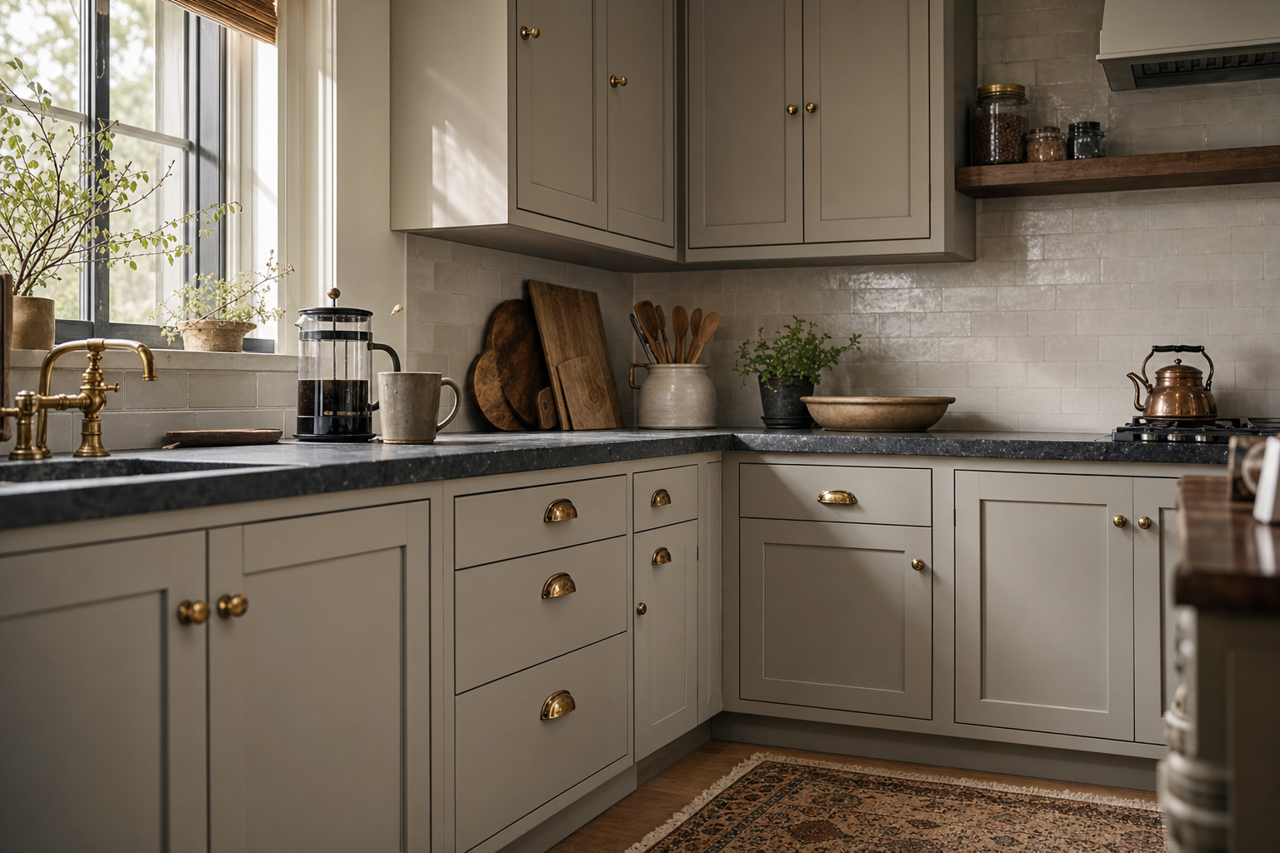 Willow by Benjamin Moore on cabinets
