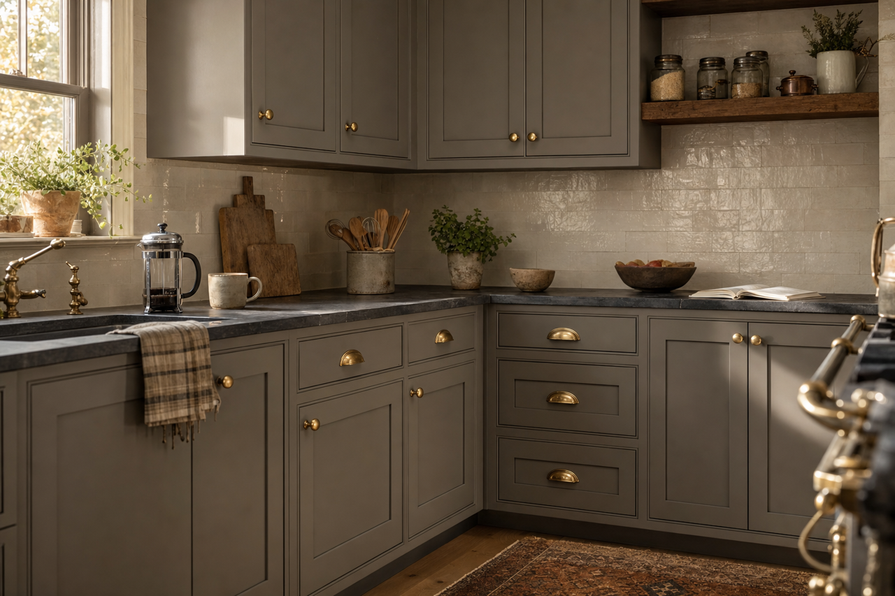 Bear Creek by Benjamin Moore on cabinets