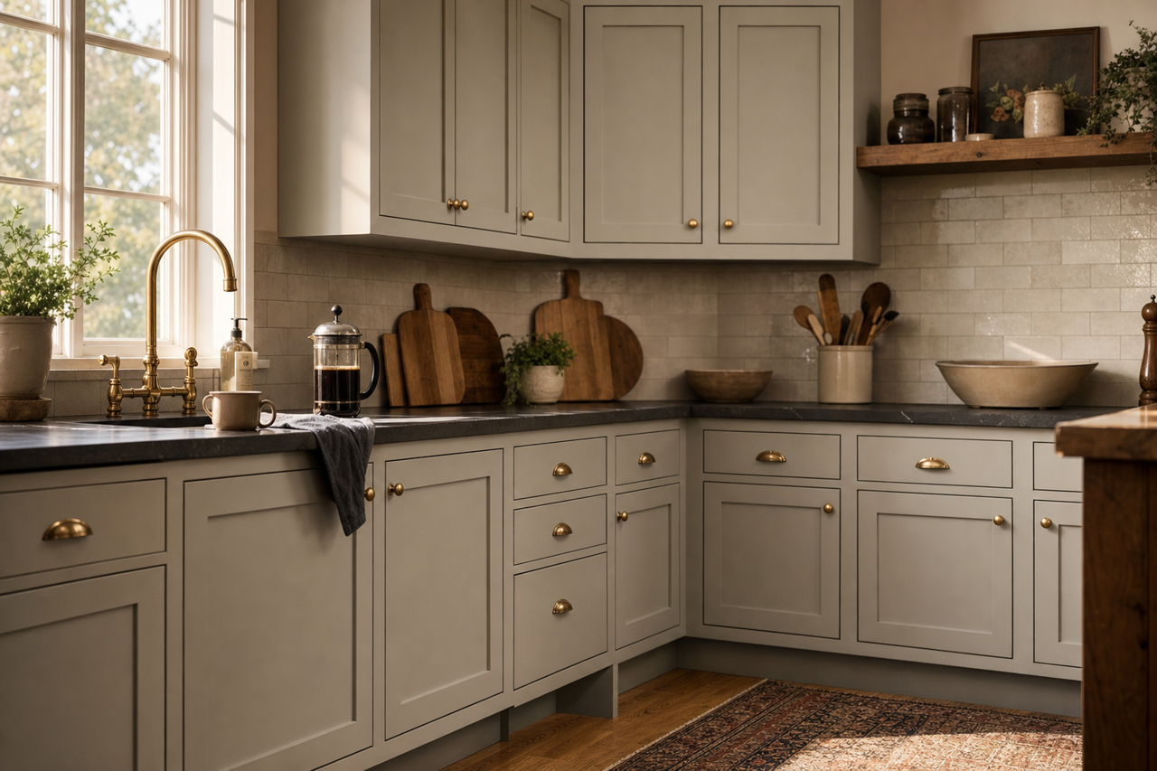 Cape by Benjamin Moore on cabinets