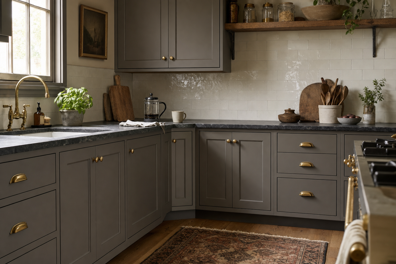 Deep Creek by Benjamin Moore on cabinets