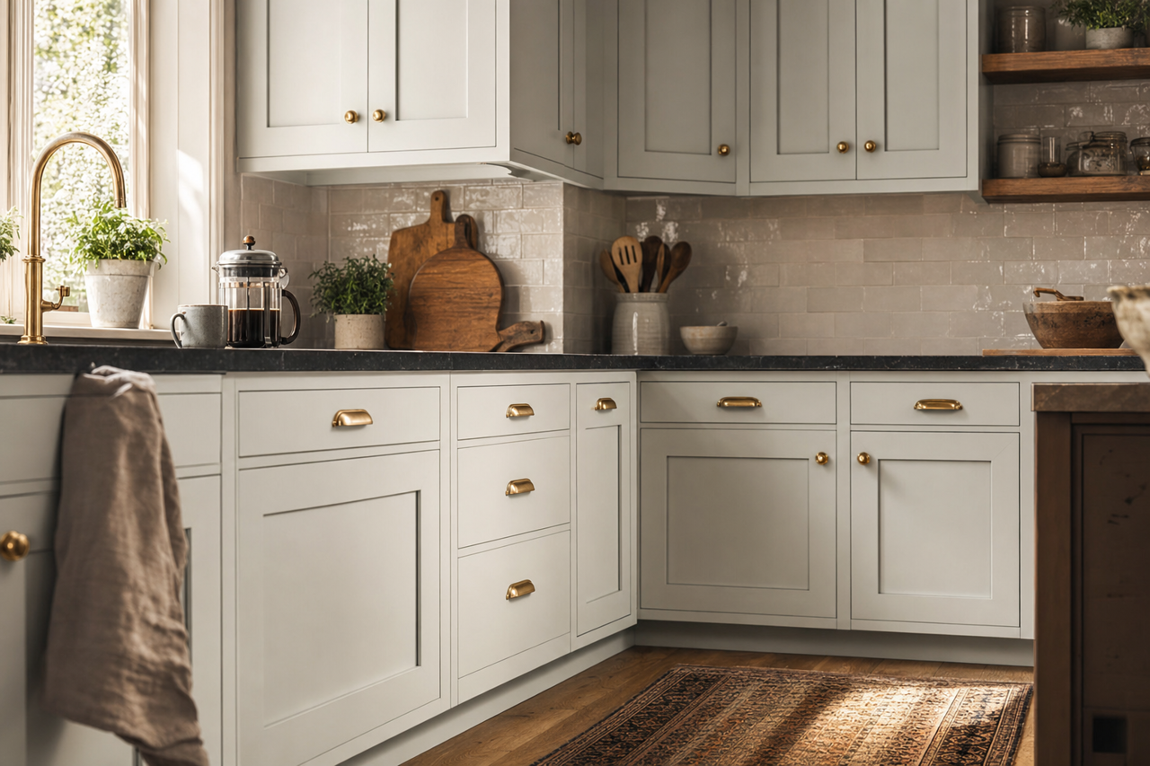 Alaskan Husky by Benjamin Moore on cabinets