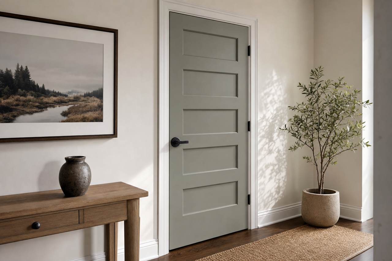 Cos Cob Stonewall by Benjamin Moore on interior-doors