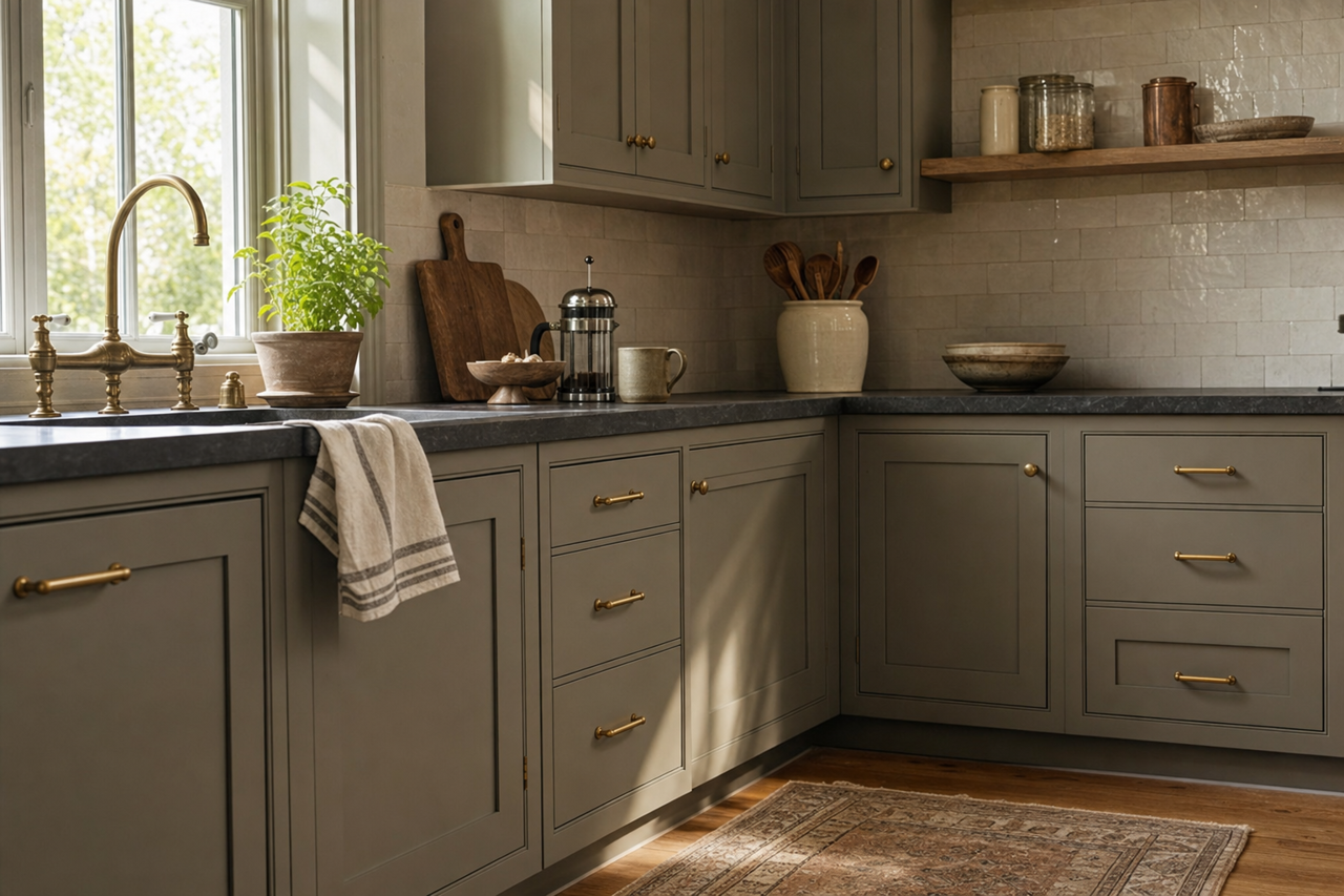 Devonshire Green by Benjamin Moore on cabinets