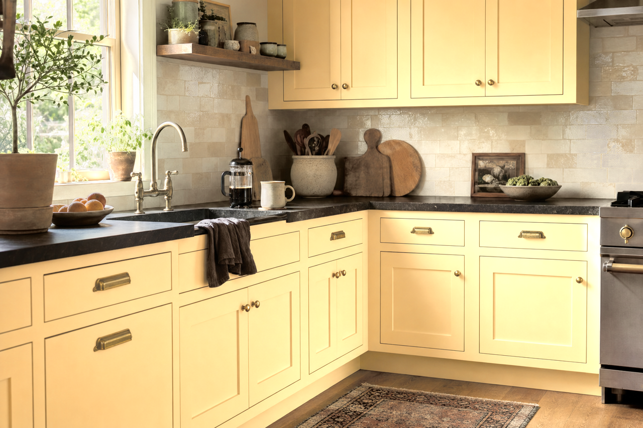 Sun by Benjamin Moore on cabinets