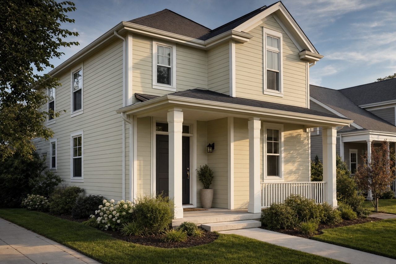 Vale Mist by Benjamin Moore on exterior