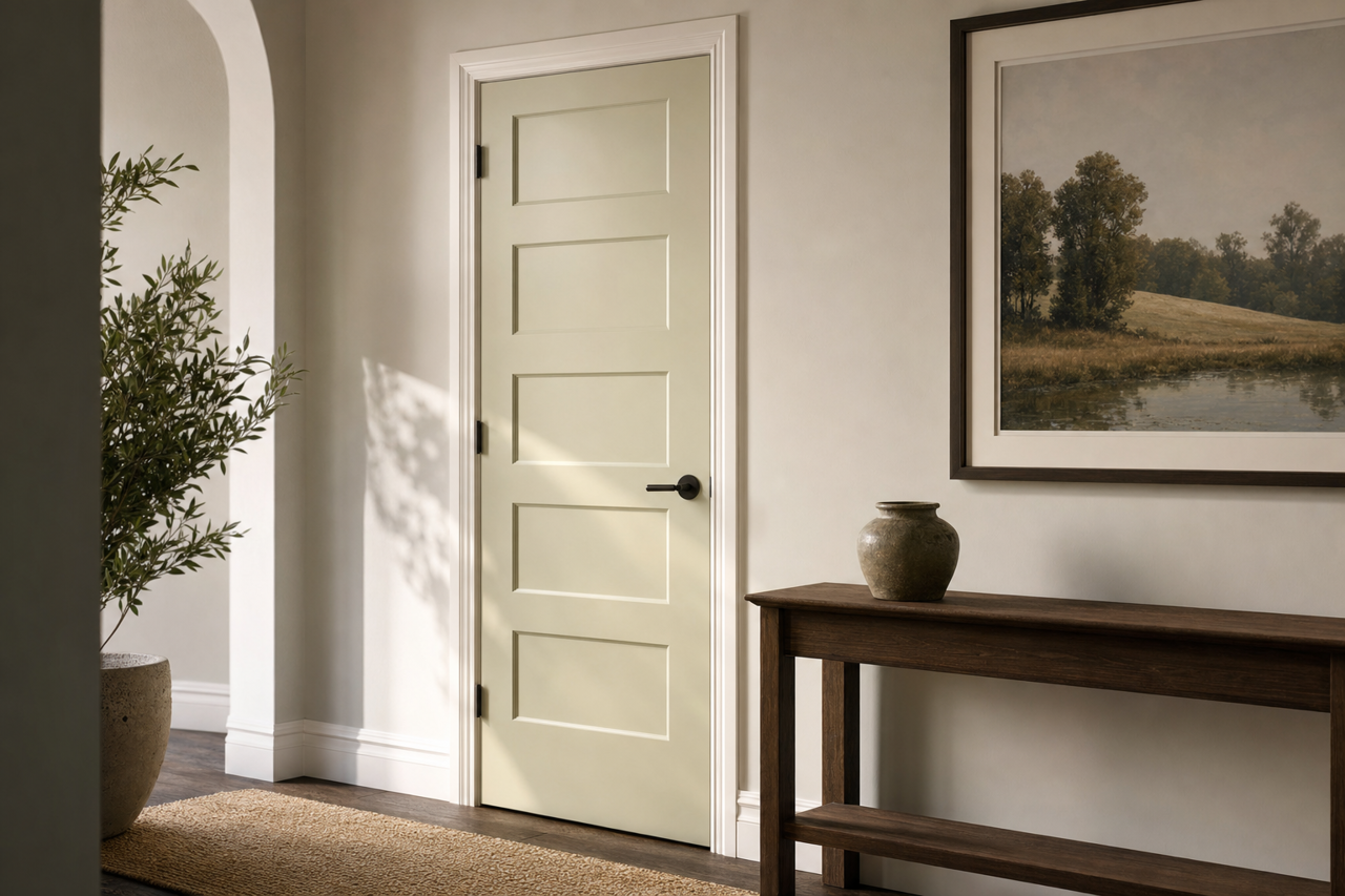 Vale Mist by Benjamin Moore on interior-doors