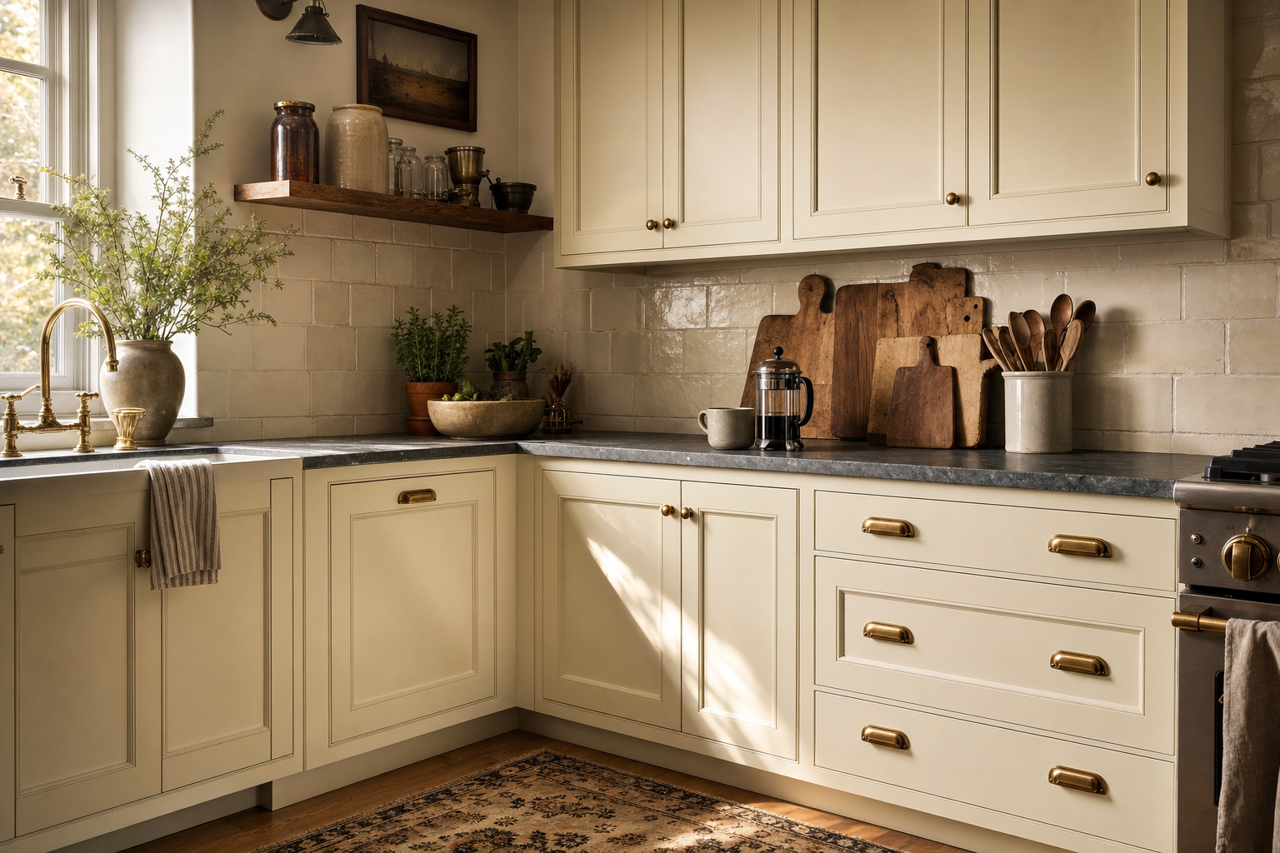 White River by Benjamin Moore on cabinets