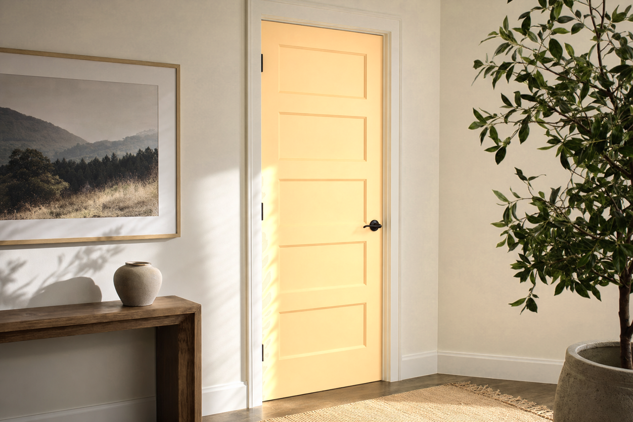 Peach Yogurt by Benjamin Moore on interior-doors