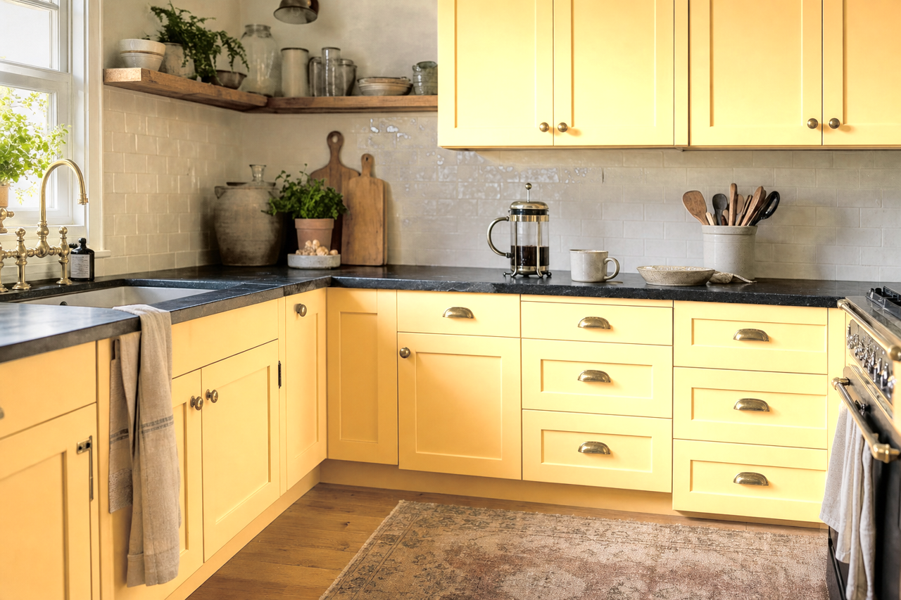 Orange Front by Benjamin Moore on cabinets