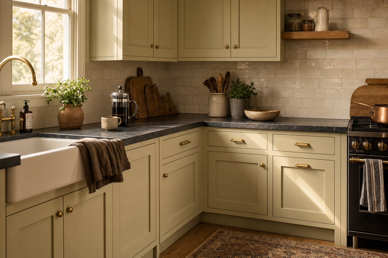 Dried by Benjamin Moore on cabinets