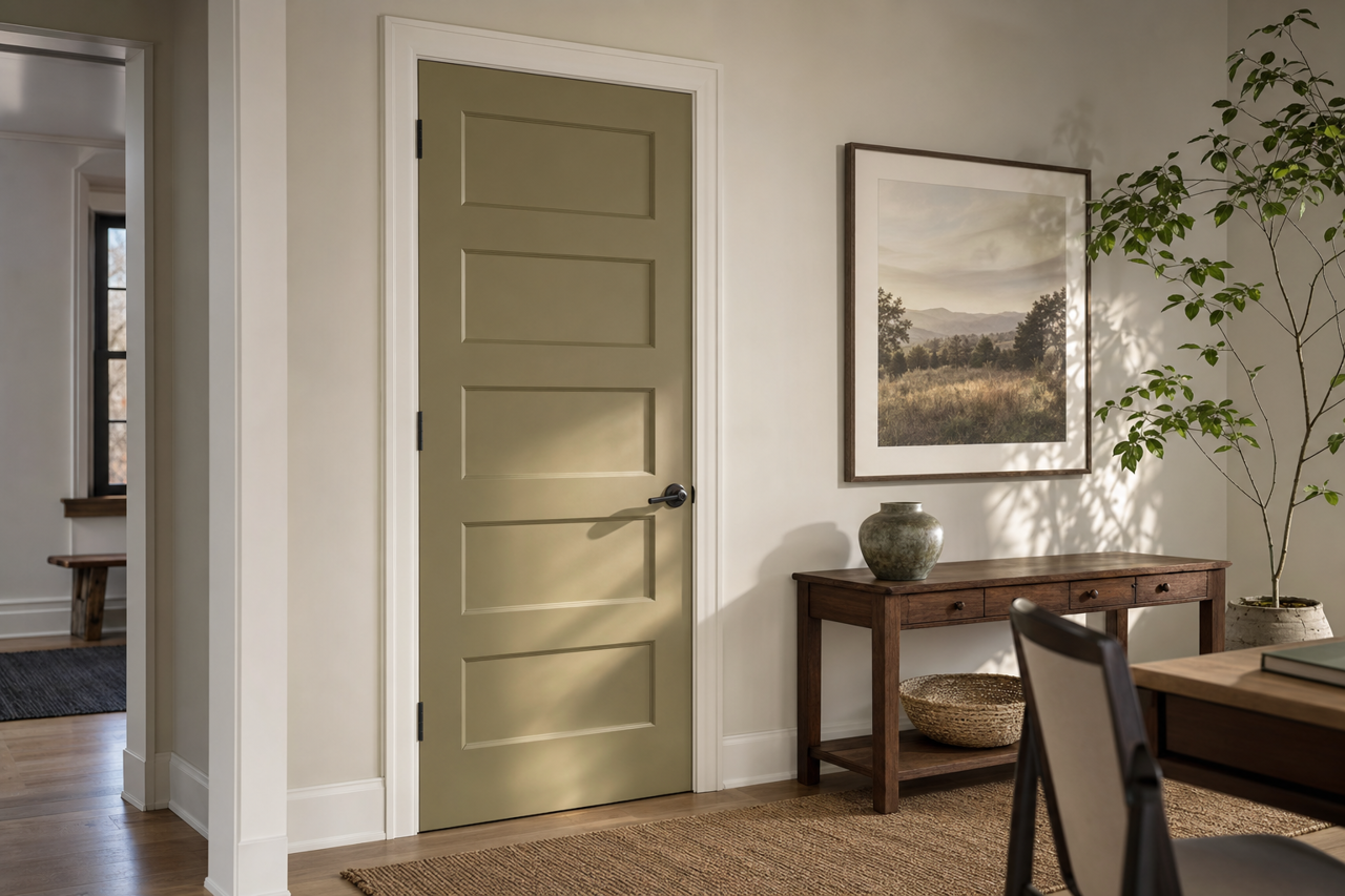 Smoke Bush by Benjamin Moore on interior-doors