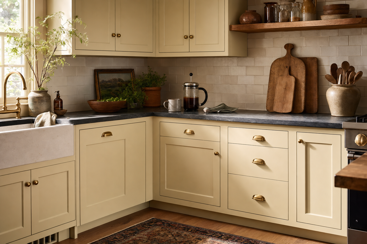 Inner Balance by Benjamin Moore on cabinets