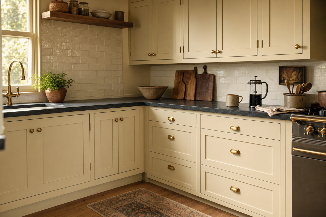Early Morning Mist by Benjamin Moore on cabinets