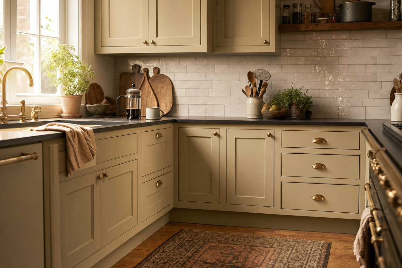 Victorian Garden by Benjamin Moore on cabinets