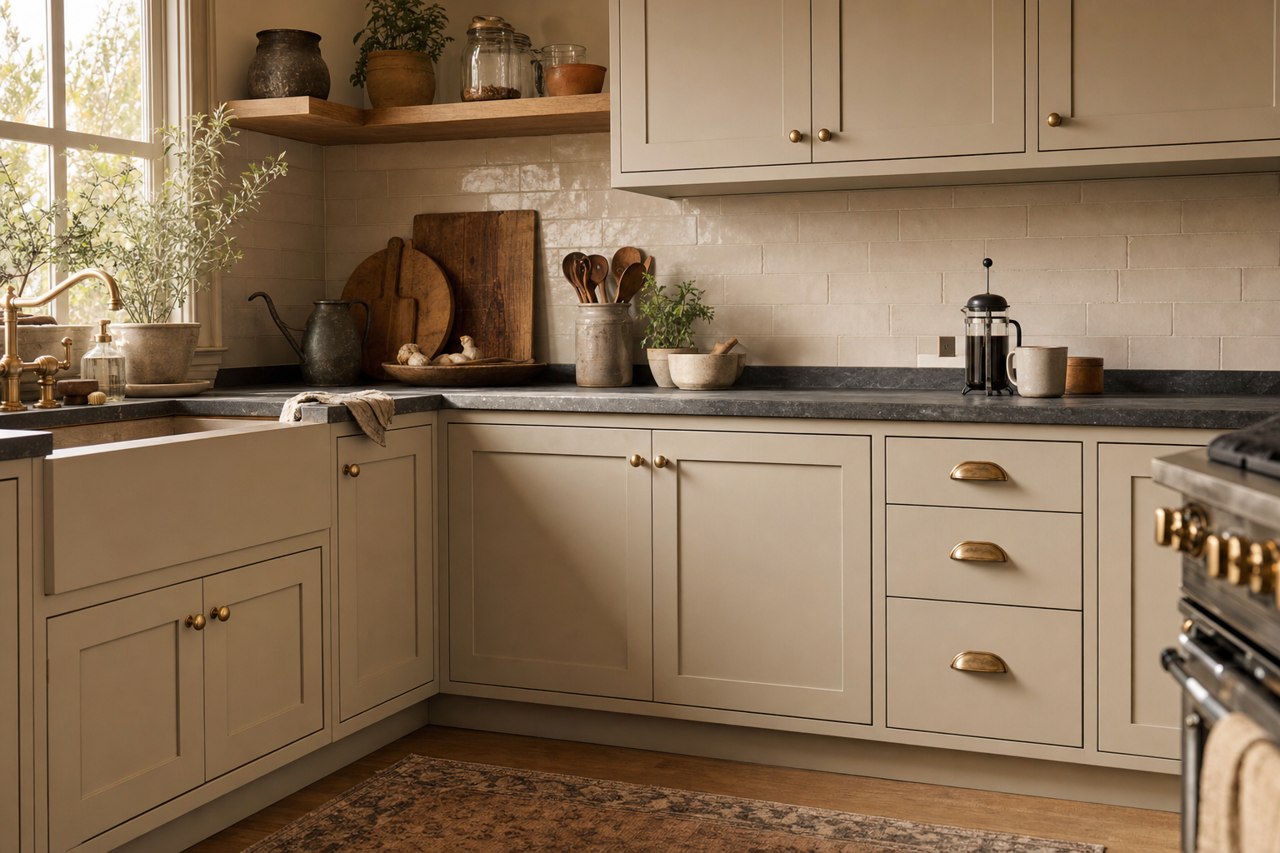 Plymouth Rock by Benjamin Moore on cabinets