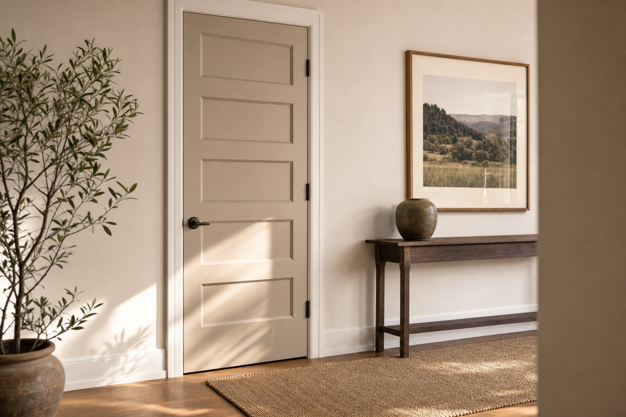 Waynesboro Taupe by Benjamin Moore on interior-doors