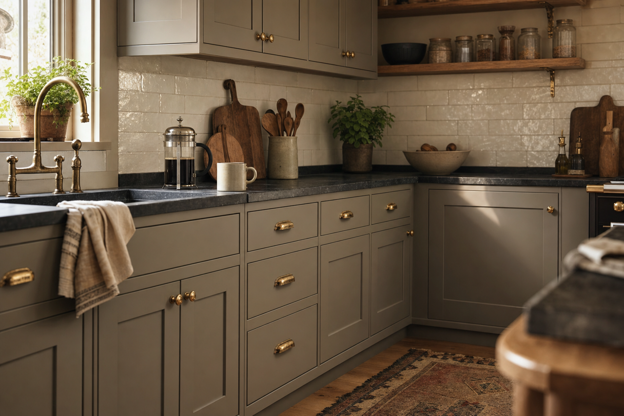 Gargoyle by Benjamin Moore on cabinets