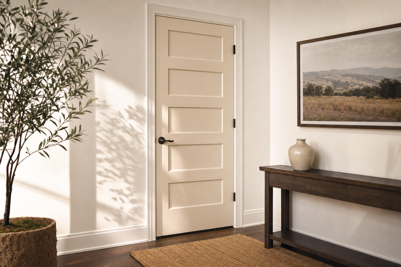Balboa Mist by Benjamin Moore on interior-doors