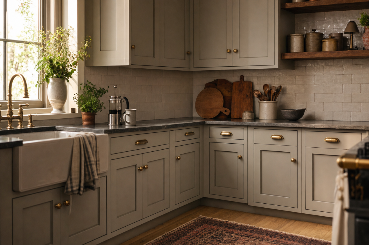 River by Benjamin Moore on cabinets