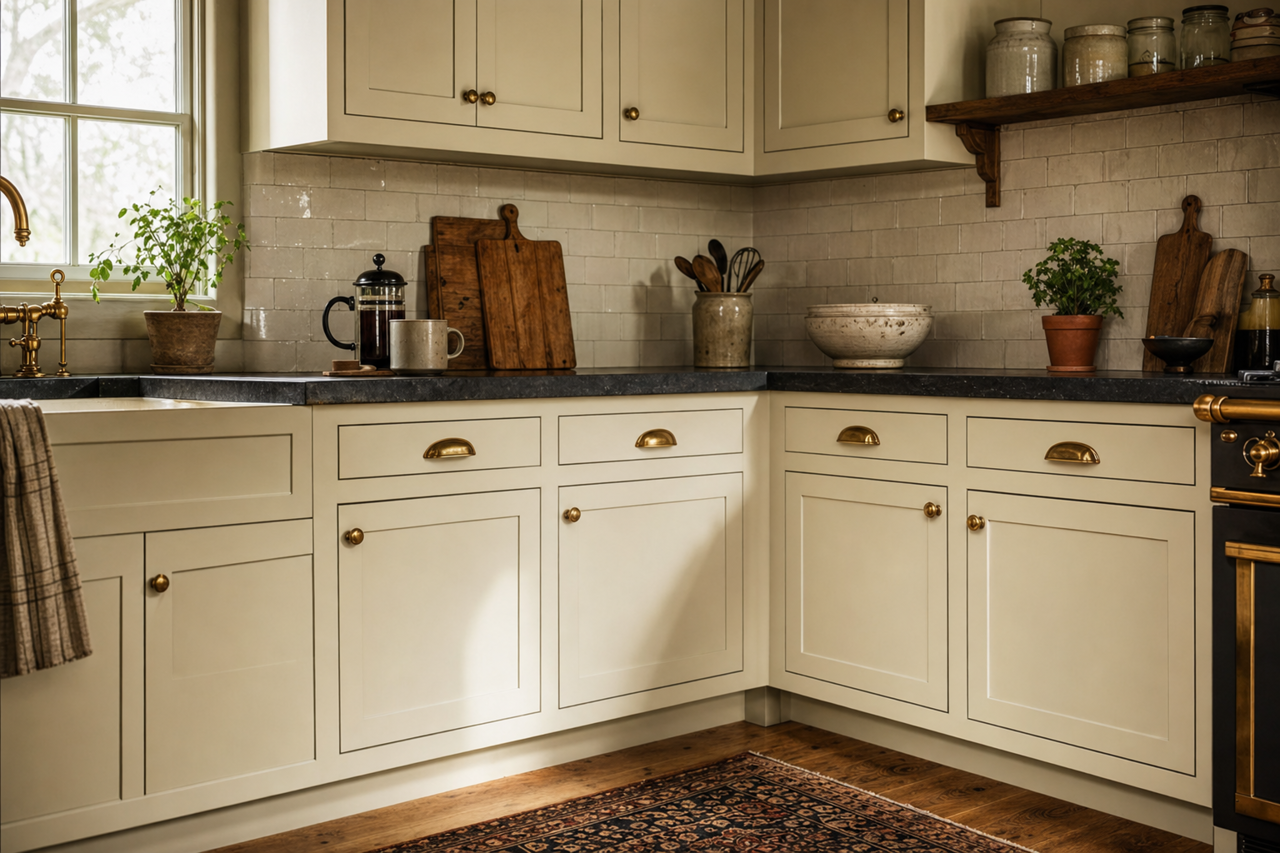Winter by Benjamin Moore on cabinets