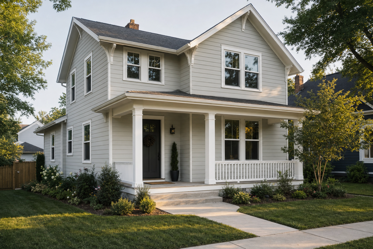 Silver by Benjamin Moore on exterior