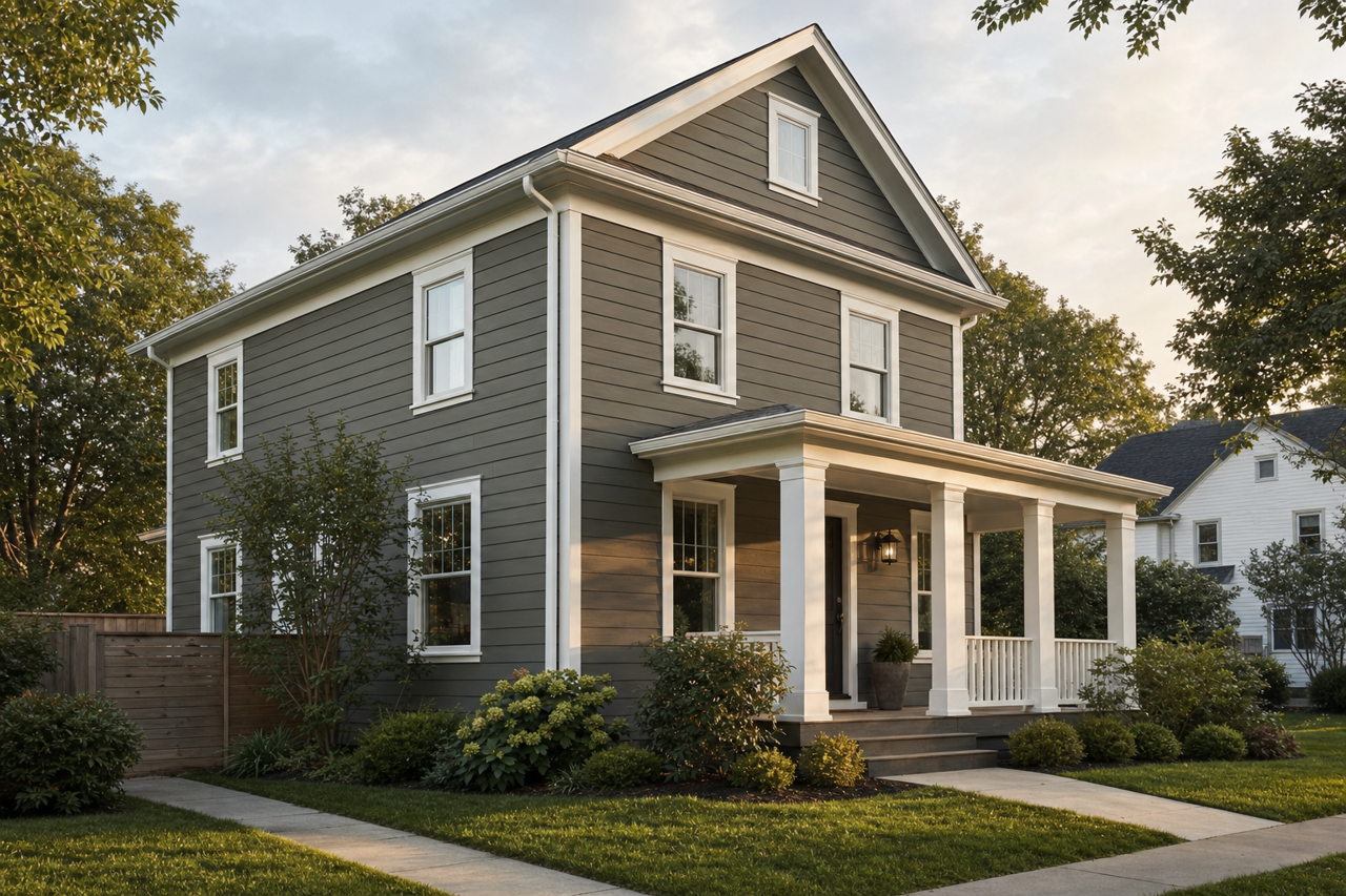Castle Peak Gray by Benjamin Moore on exterior