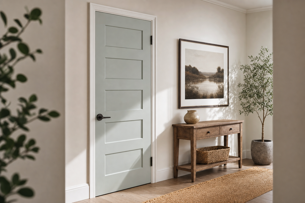 Beach Glass by Benjamin Moore on interior-doors