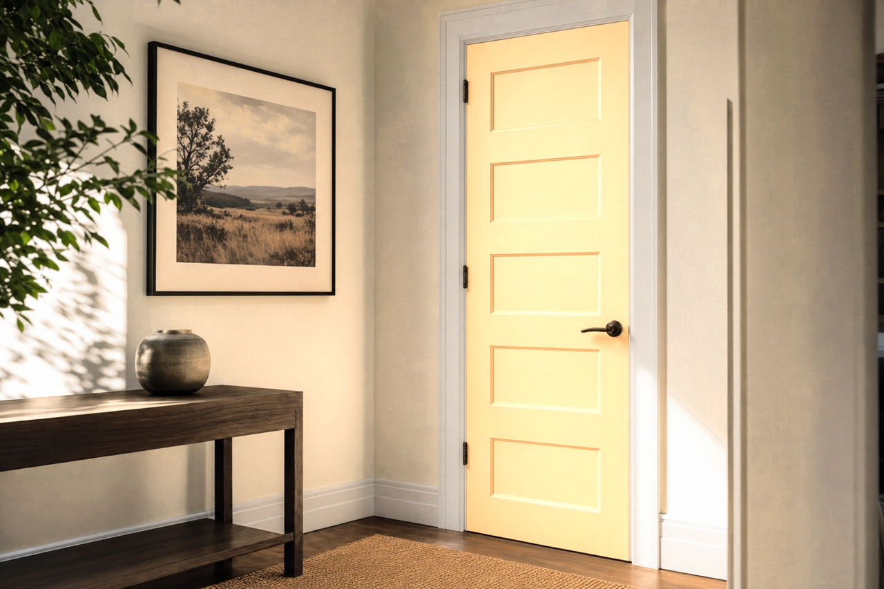 Cantaloupe by Benjamin Moore on interior-doors