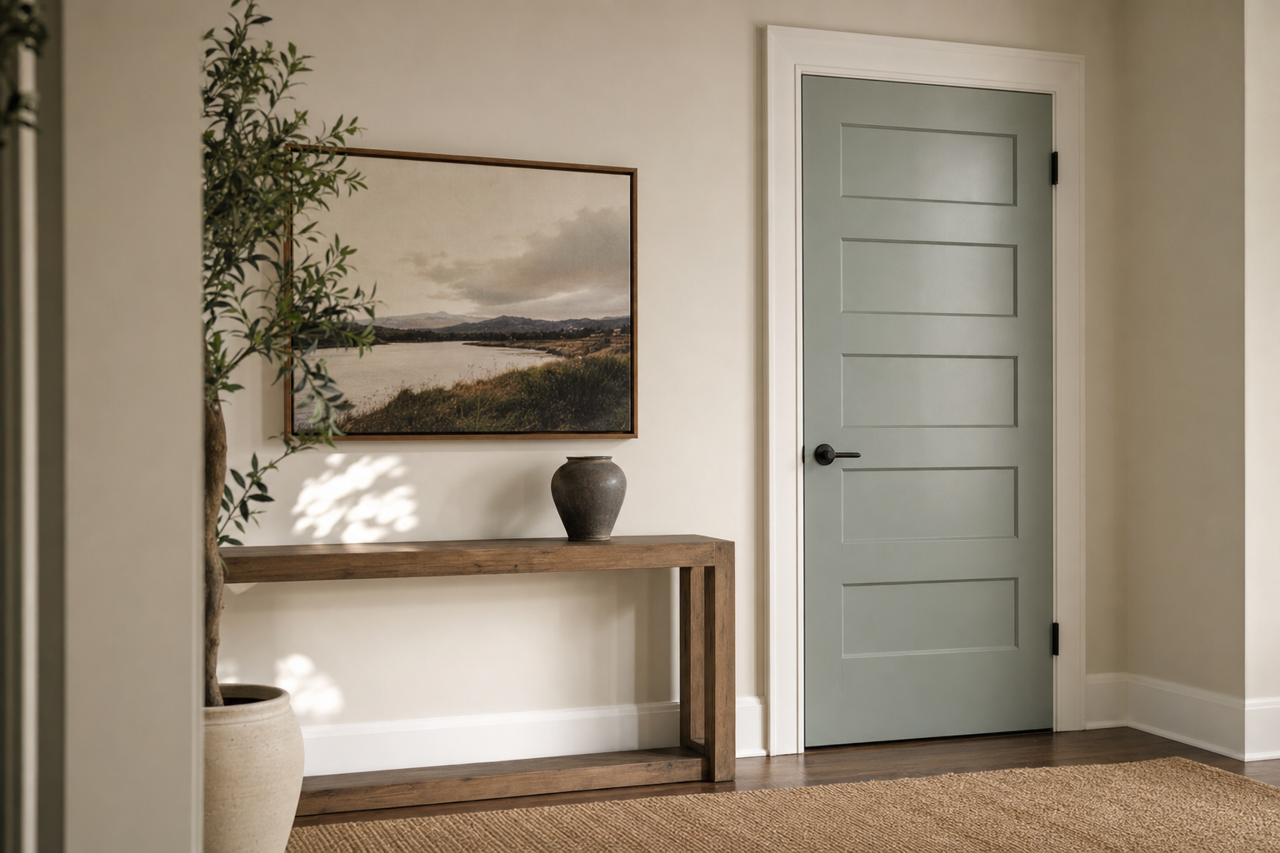 Rushing River by Benjamin Moore on interior-doors