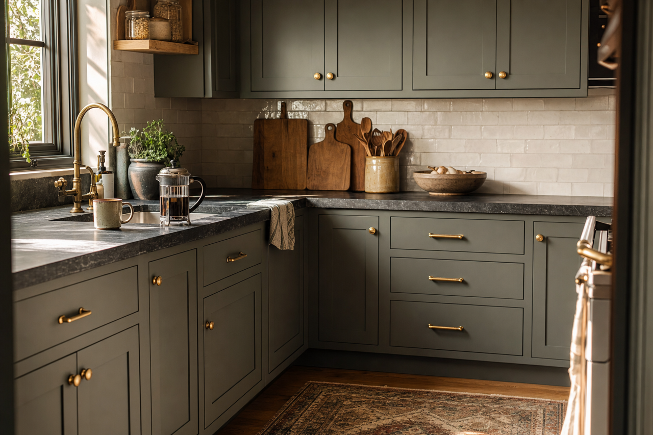 Rainy by Benjamin Moore on cabinets