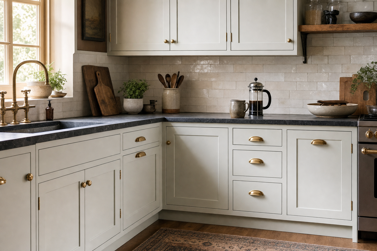 Ice Cap by Benjamin Moore on cabinets