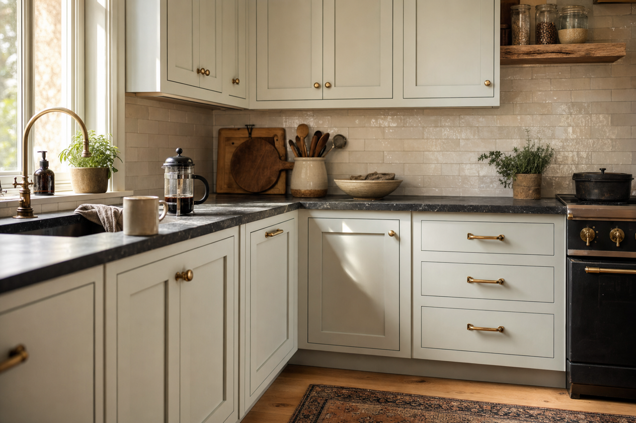 Arctic Gray by Benjamin Moore on cabinets