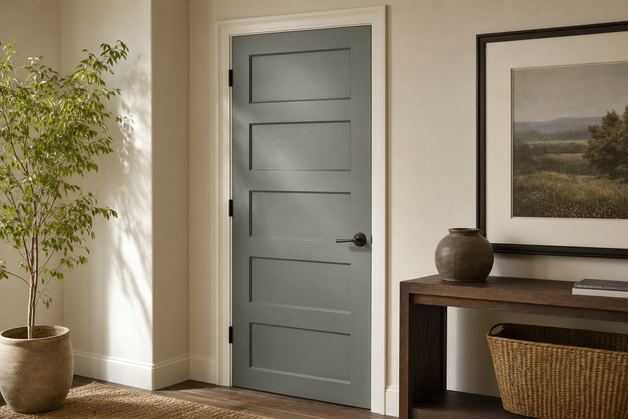 Millstone by Benjamin Moore on interior-doors