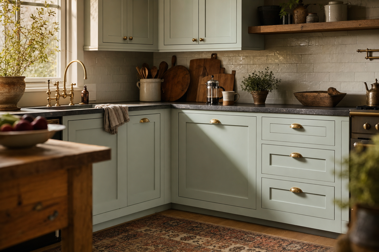Pale by Benjamin Moore on cabinets