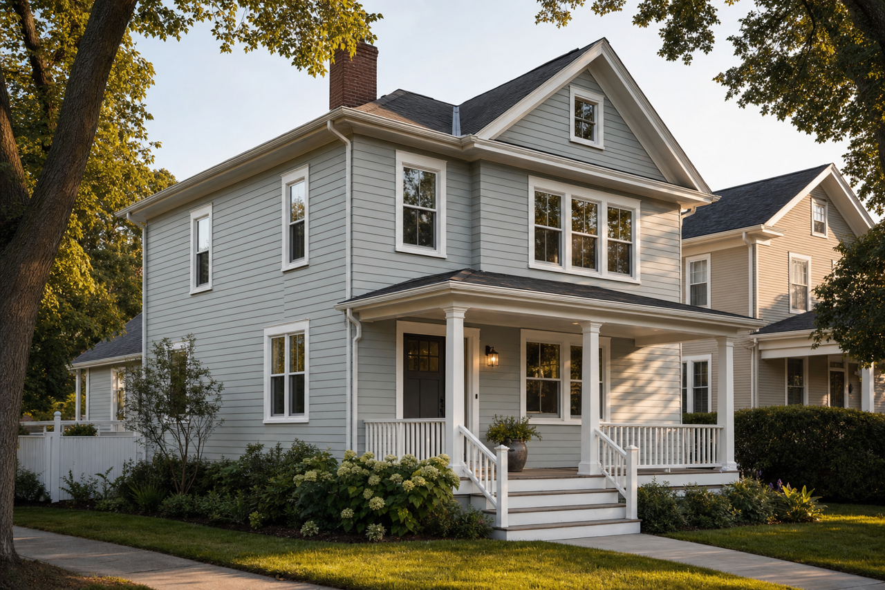 Silver by Benjamin Moore on exterior