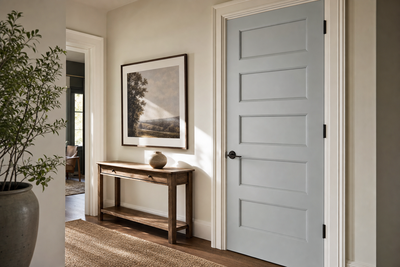 Blue by Benjamin Moore on interior-doors
