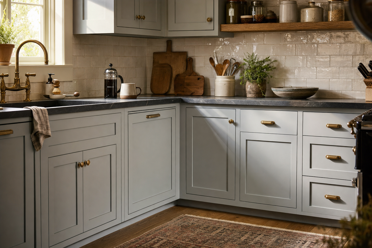 Adagio by Benjamin Moore on cabinets