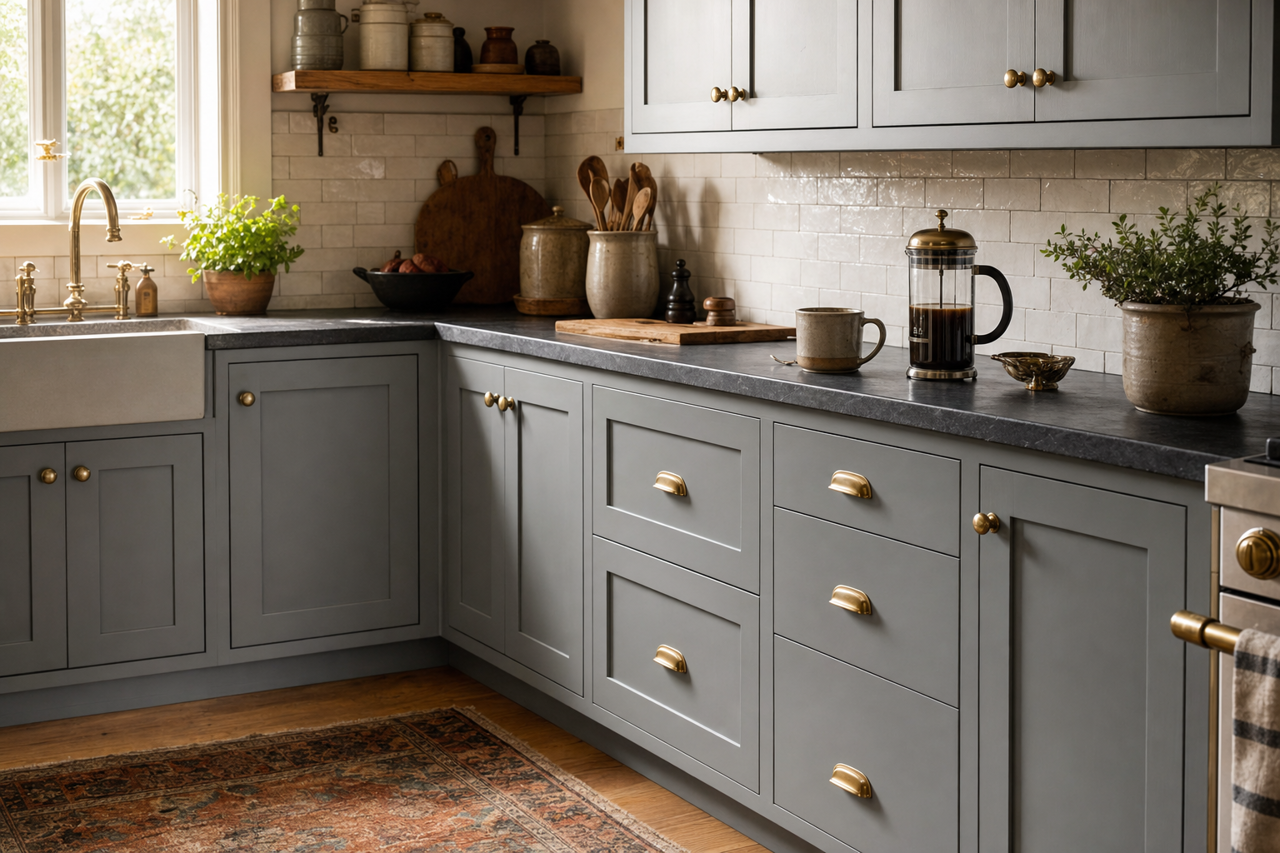 Shaker Gray by Benjamin Moore on cabinets