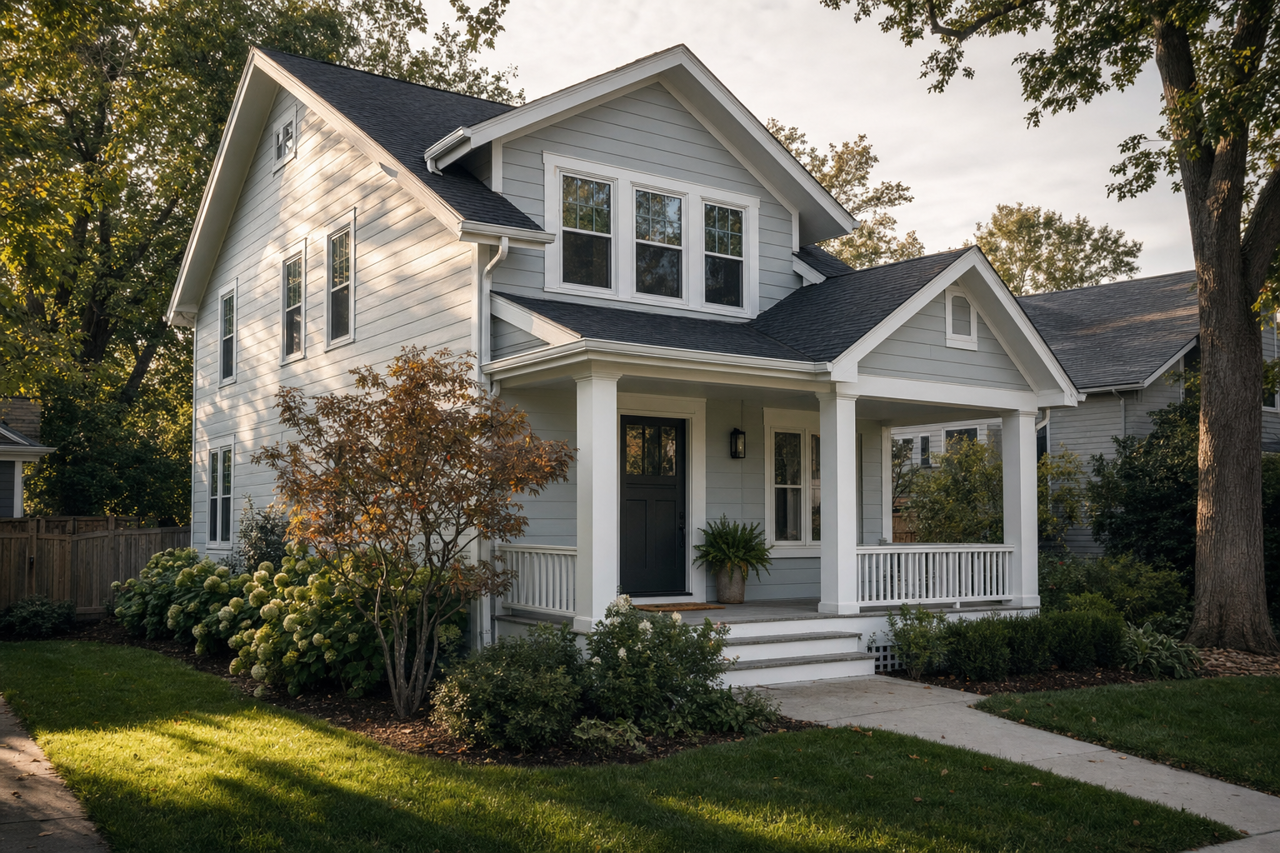 Silver by Benjamin Moore on exterior