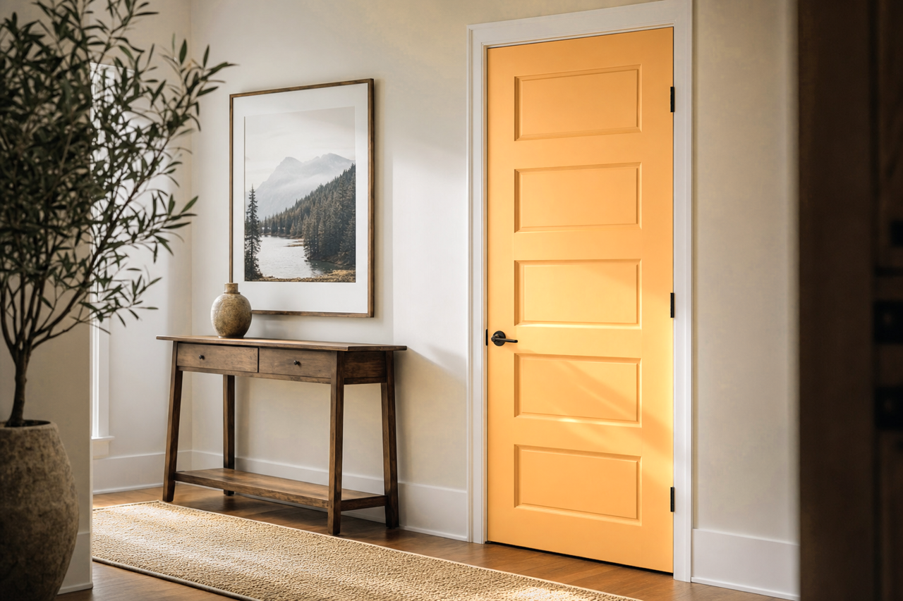 Soft Marigold by Benjamin Moore on interior-doors
