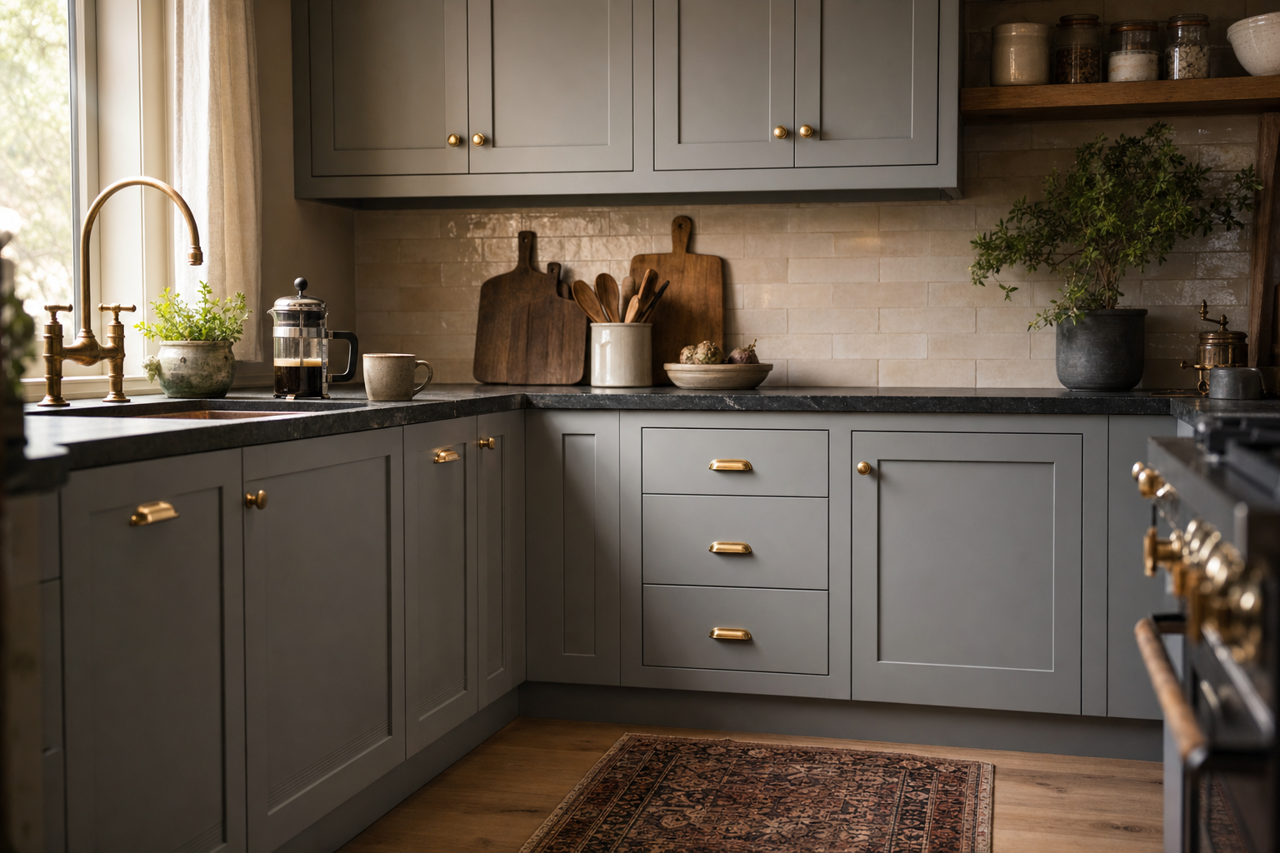 Hearthstone by Benjamin Moore on cabinets