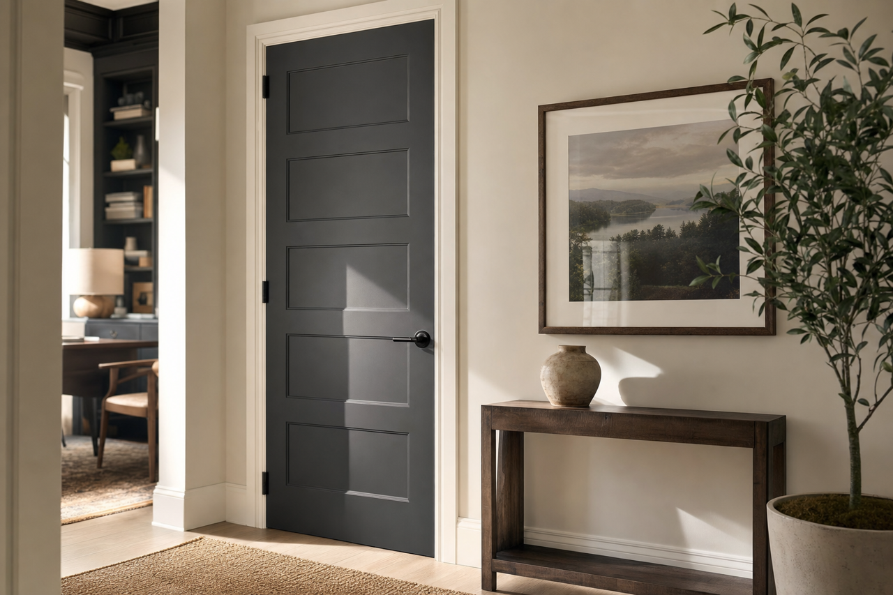 Graphite by Benjamin Moore on interior-doors