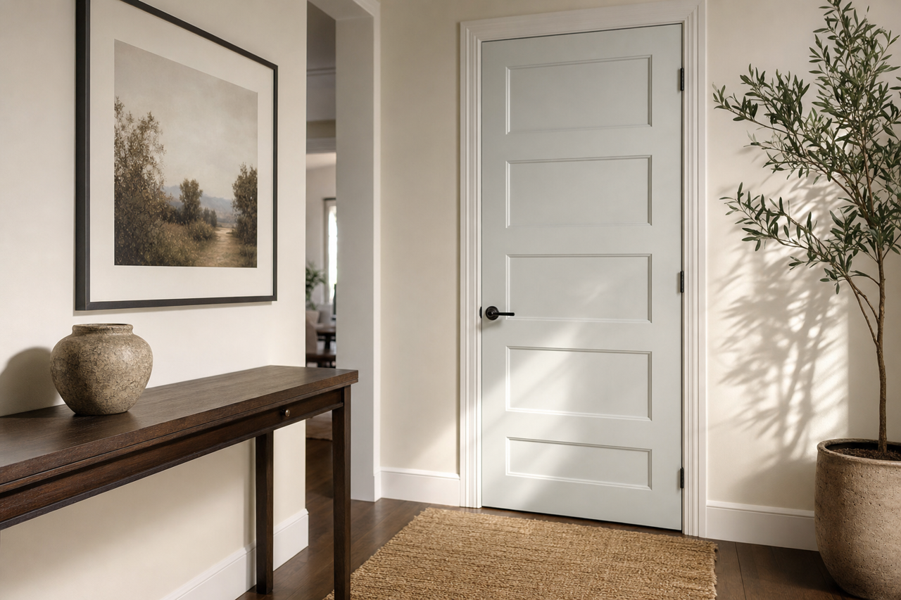 Silvery by Benjamin Moore on interior-doors