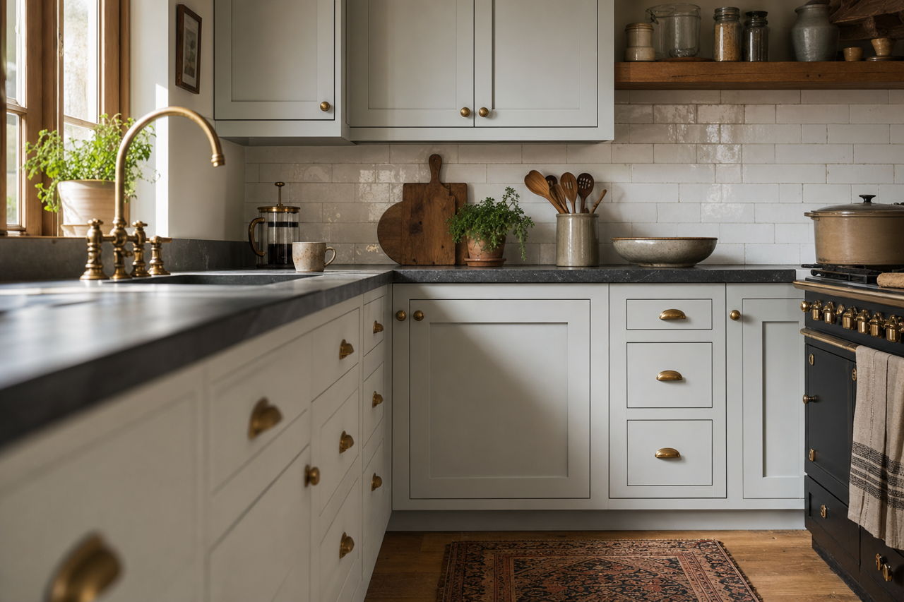 Winter Solstice by Benjamin Moore on cabinets