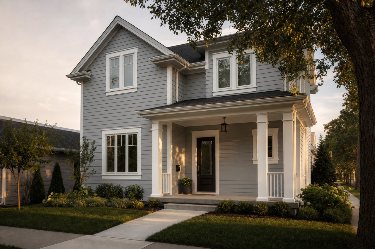 Delray Gray by Benjamin Moore on exterior