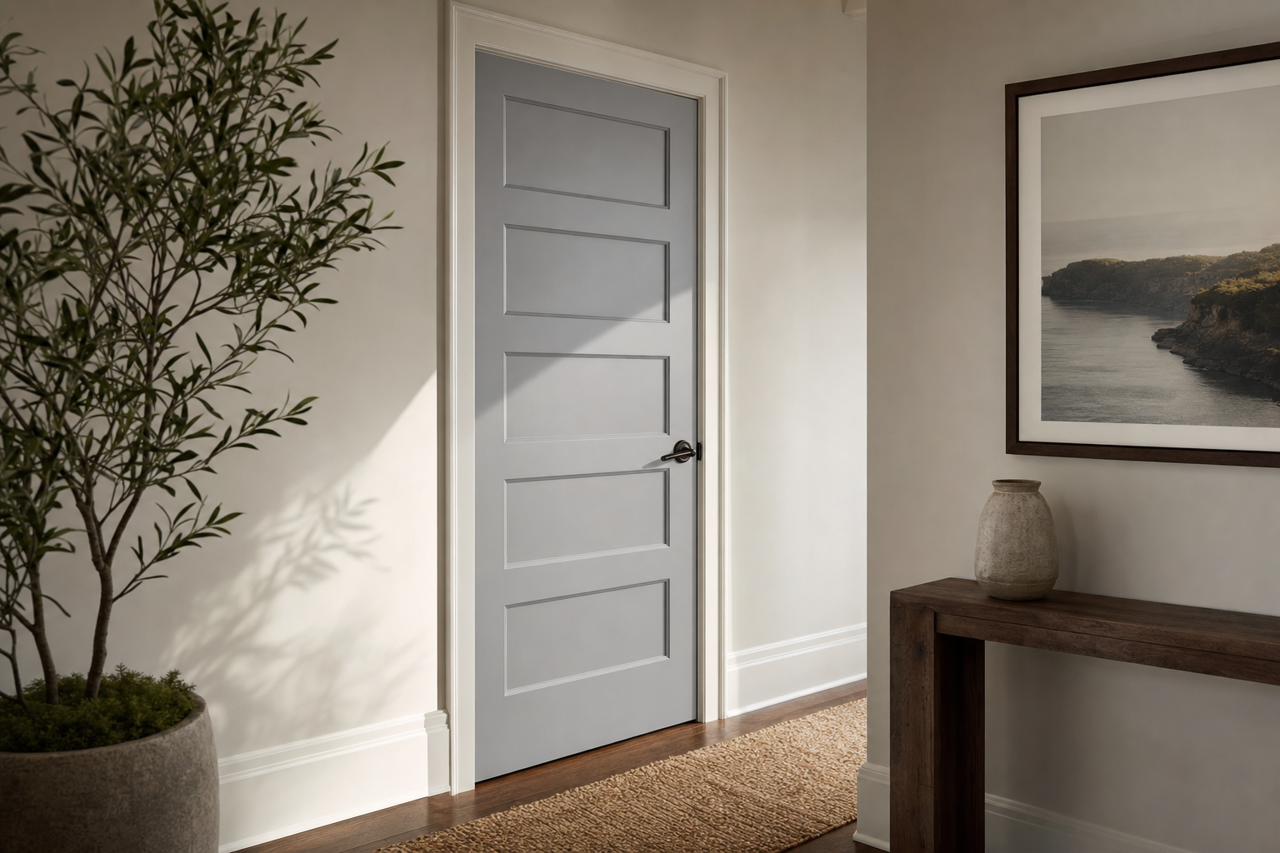 Delray Gray by Benjamin Moore on interior-doors