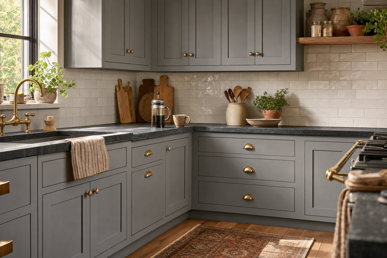 Rock by Benjamin Moore on cabinets