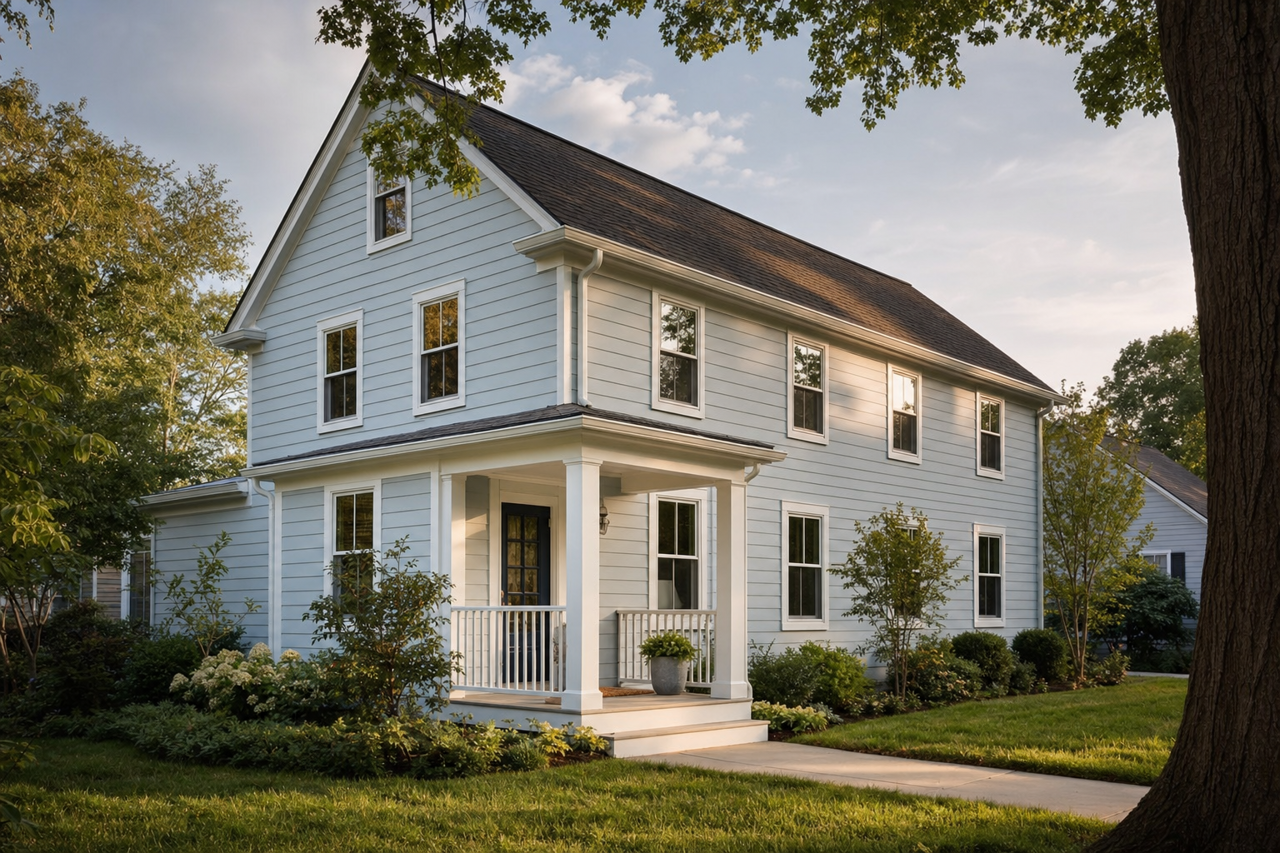 Silver Mist by Benjamin Moore on exterior