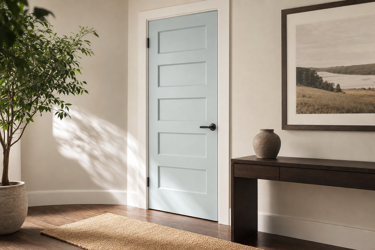 Silver Mist by Benjamin Moore on interior-doors